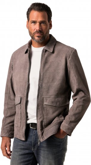 JP1880 Leather Jacket Lamskin Suede Grey - Didelės vyriškos striukės - Didelės vyriškos striukės