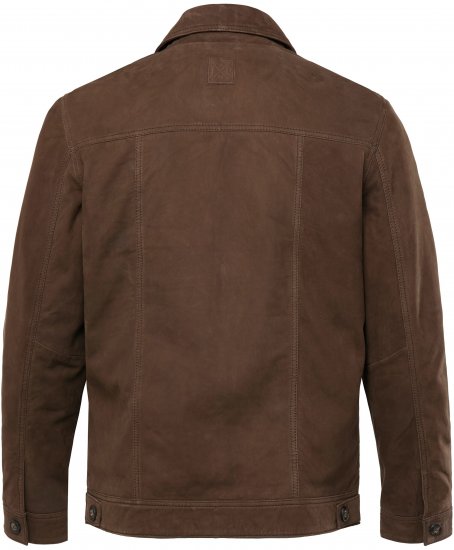 JP1880 Leather Jacket Nubuck Shirt Collar Brown - Didelės vyriškos striukės - Didelės vyriškos striukės
