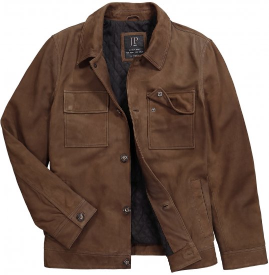 JP1880 Leather Jacket Nubuck Shirt Collar Brown - Didelės vyriškos striukės - Didelės vyriškos striukės