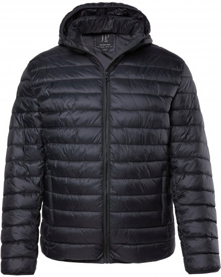 JAY-PI Lightly Quilted Jacket with a Hoodie Black - Didelės vyriškos striukės - Didelės vyriškos striukės