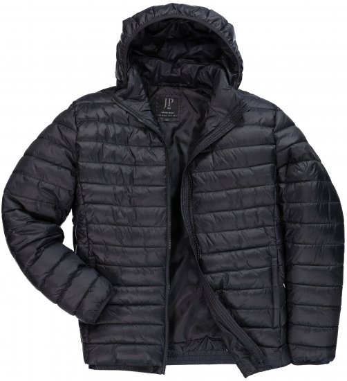JAY-PI Lightly Quilted Jacket with a Hoodie Black - Didelės vyriškos striukės - Didelės vyriškos striukės