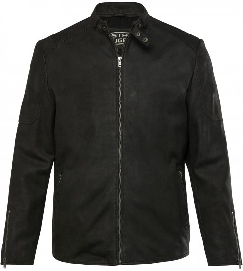 STHUGE Leather Biker Jacket Lamb Nappa Leather Black - Didelės vyriškos striukės - Didelės vyriškos striukės