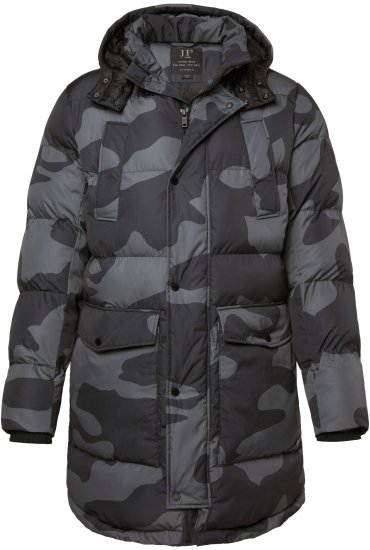 JP1880 Quilted Parka with Camouflage Drawstring Waist Black - Didelės vyriškos striukės - Didelės vyriškos striukės