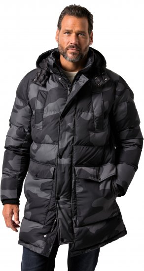 JP1880 Quilted Parka with Camouflage Drawstring Waist Black - Didelės vyriškos striukės - Didelės vyriškos striukės