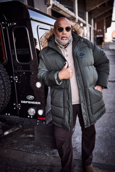 JP1880 Quilted Parka Lightweight and Warm with Faux Fur Hood Dark Green - Didelės vyriškos striukės - Didelės vyriškos striukės