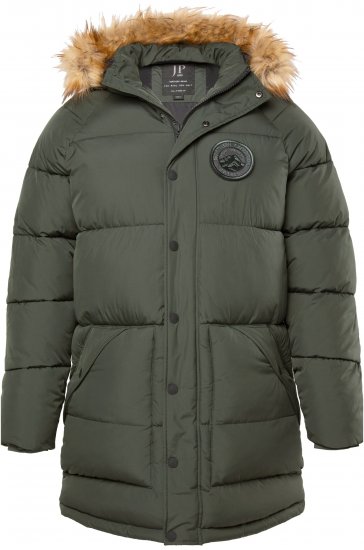 JP1880 Quilted Parka Lightweight and Warm with Faux Fur Hood Dark Green - Didelės vyriškos striukės - Didelės vyriškos striukės