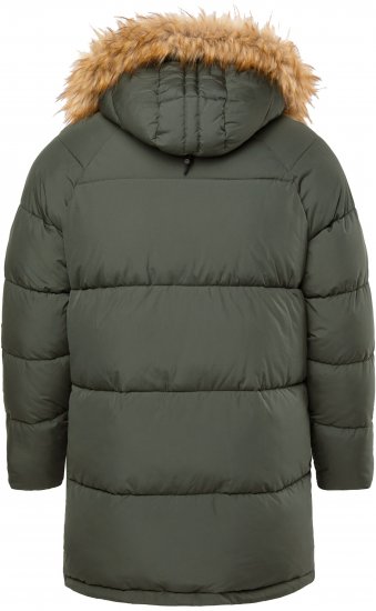 JP1880 Quilted Parka Lightweight and Warm with Faux Fur Hood Dark Green - Didelės vyriškos striukės - Didelės vyriškos striukės
