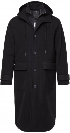 JP1880 Water-repellent Functional Coat with Wool Look Black - Didelės vyriškos striukės - Didelės vyriškos striukės