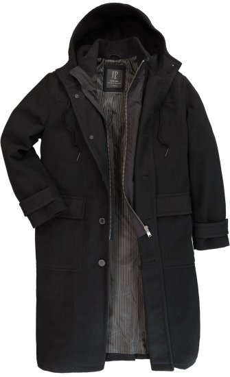 JP1880 Water-repellent Functional Coat with Wool Look Black - Didelės vyriškos striukės - Didelės vyriškos striukės