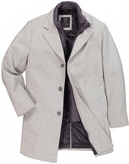 JP1880 Wool Blend Coat with Nylon Insert Grey - Didelės vyriškos striukės - Didelės vyriškos striukės