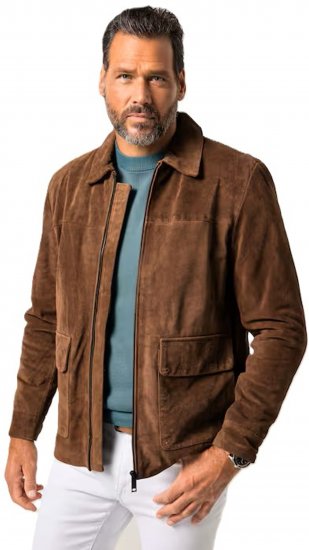 JP1880 Leather Jacket Genuine Cowhide Brown - Didelės vyriškos striukės - Didelės vyriškos striukės