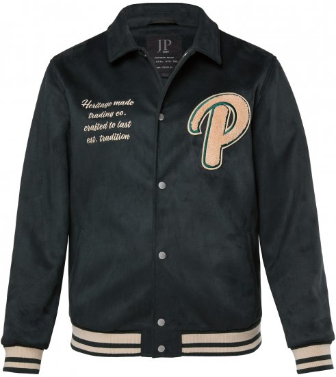 JP1880 Blouson Velour with Chest Embroidery Dark Green - Didelės vyriškos striukės - Didelės vyriškos striukės