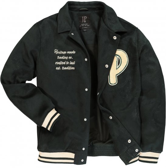 JP1880 Blouson Velour with Chest Embroidery Dark Green - Didelės vyriškos striukės - Didelės vyriškos striukės