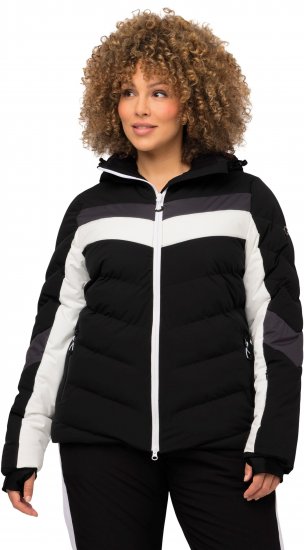 Ulla Popken HYPRAR Chevron Stripe Triple Function Quilted Fully Lined Ski Jacket Black - Striukės - 