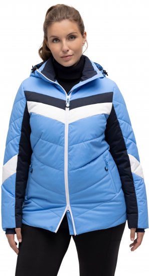 Ulla Popken HYPRAR Chevron Stripe Triple Function Quilted Fully Lined Ski Jacket Pastel Petrol - Striukės - 