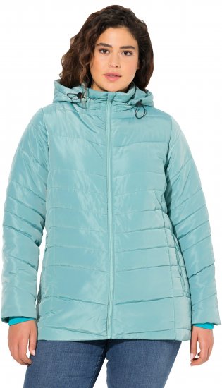 Ulla Popken Quilted Water Repellent Jacket Soft Turquoise - Striukės - 