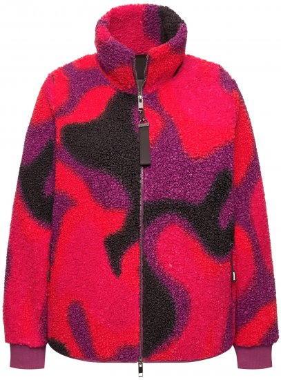Ulla Popken Abstract Print Zip Fleece Jacket Pink Berry - Striukės - 