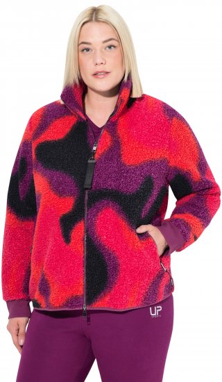 Ulla Popken Abstract Print Zip Fleece Jacket Pink Berry - Striukės - 