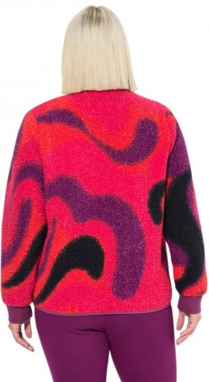Ulla Popken Abstract Print Zip Fleece Jacket Pink Berry - Striukės - 