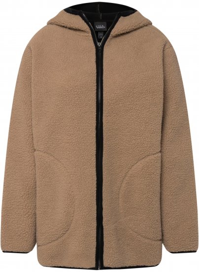 Ulla Popken Long Sleeve Hooded Teddy Jacket Putty - Striukės - 