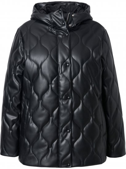 Ulla Popken Faux Leather Quilted Jacket Black - Striukės - 