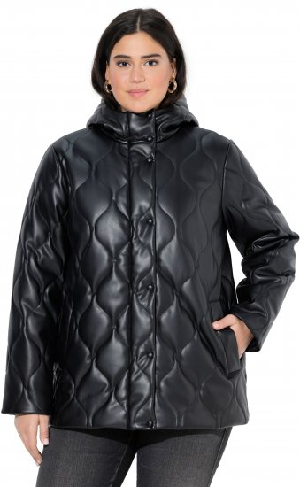 Ulla Popken Faux Leather Quilted Jacket Black - Striukės - 