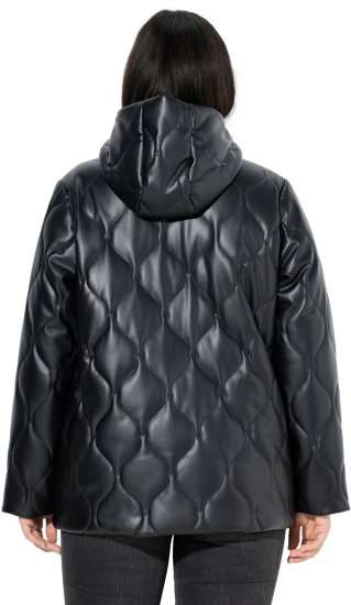 Ulla Popken Faux Leather Quilted Jacket Black - Striukės - 