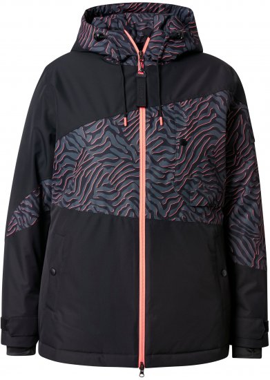 Ulla Popken Neon Ripple Performance Snow Jacket Black - Striukės - 