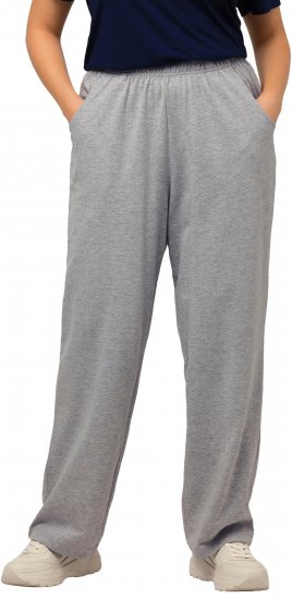 Ulla Popken Pull On Knit Straight Leg Pocket Pants Light Grey Melange - Džinsai & Kelnės Didelėse Dydžiuose – Plus Size - 