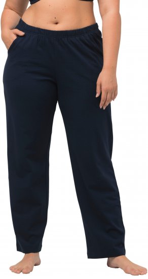 Ulla Popken Bootcut Elastic Waist Cotton French Terry Sport Pants Night Blue - Džinsai & Kelnės Didelėse Dydžiuose – Plus Size - 