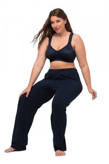 Ulla Popken Bootcut Elastic Waist Cotton French Terry Sport Pants Night Blue - Ulla Popken - Ulla Popken didelių dydžių rūbai