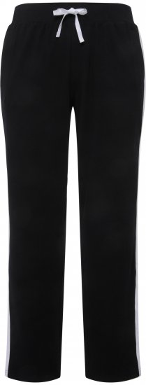 Ulla Popken Side Stripe Adjustable Drawstring Waist Joggers Black - Džinsai & Kelnės Didelėse Dydžiuose – Plus Size - 