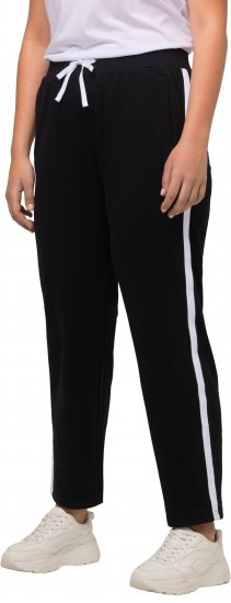 Ulla Popken Side Stripe Adjustable Drawstring Waist Joggers Black - Džinsai & Kelnės Didelėse Dydžiuose – Plus Size - 