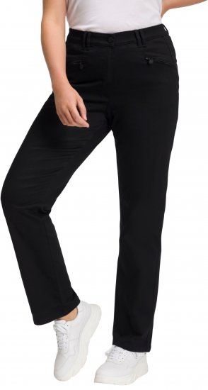 Ulla Popken Basic Mony Tapered Leg Stretch Pants Black - Džinsai & Kelnės Didelėse Dydžiuose – Plus Size - 