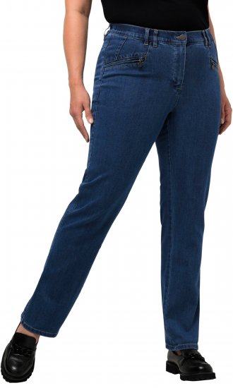Ulla Popken Mony Elastic Waist Zip Pocket Jeans Blue Denim - Džinsai & Kelnės Didelėse Dydžiuose – Plus Size - 