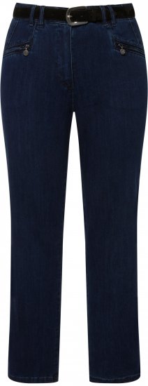 Ulla Popken Mony Elastic Waist Zip Pocket Jeans Dark Blue Denim - Džinsai & Kelnės Didelėse Dydžiuose – Plus Size - 