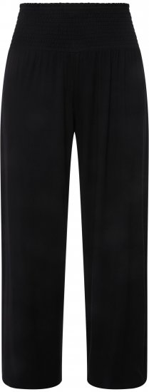 Ulla Popken Wide Leg Smocked Waist Knit Pants Black - Džinsai & Kelnės Didelėse Dydžiuose – Plus Size - 