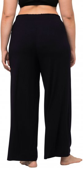 Ulla Popken Wide Leg Smocked Waist Knit Pants Black - Džinsai & Kelnės Didelėse Dydžiuose – Plus Size - 