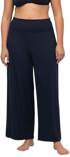 Ulla Popken Wide Leg Smocked Waist Knit Pants Night Blue - Džinsai & Kelnės Didelėse Dydžiuose – Plus Size - 