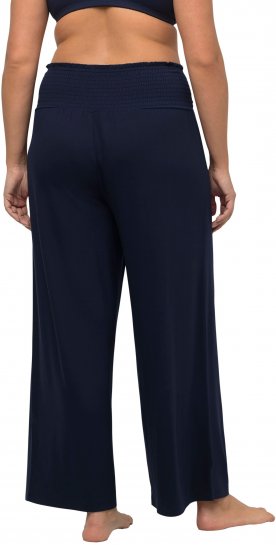 Ulla Popken Wide Leg Smocked Waist Knit Pants Night Blue - Džinsai & Kelnės Didelėse Dydžiuose – Plus Size - 