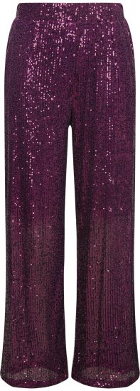 Ulla Popken Wide Leg Sequined Pants Mulberry - Džinsai & Kelnės Didelėse Dydžiuose – Plus Size - 