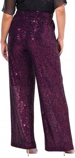 Ulla Popken Wide Leg Sequined Pants Mulberry - Džinsai & Kelnės Didelėse Dydžiuose – Plus Size - 