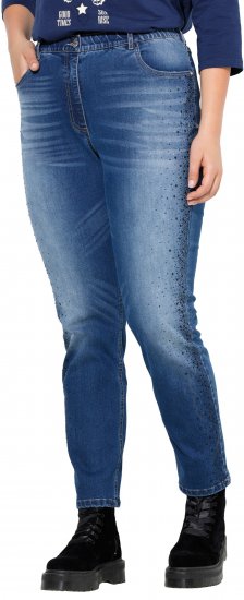 Ulla Popken Rhinestone Detail Stretch Fit Jeans Denim Blue - Džinsai & Kelnės Didelėse Dydžiuose – Plus Size - 