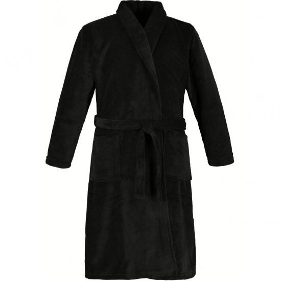 JP1880 Bathrobe with Spacious Patch Pockets Black - Apatinis trikotažas ir plaukimo apranga - Apatinis trikotažas - 2XL-8XL