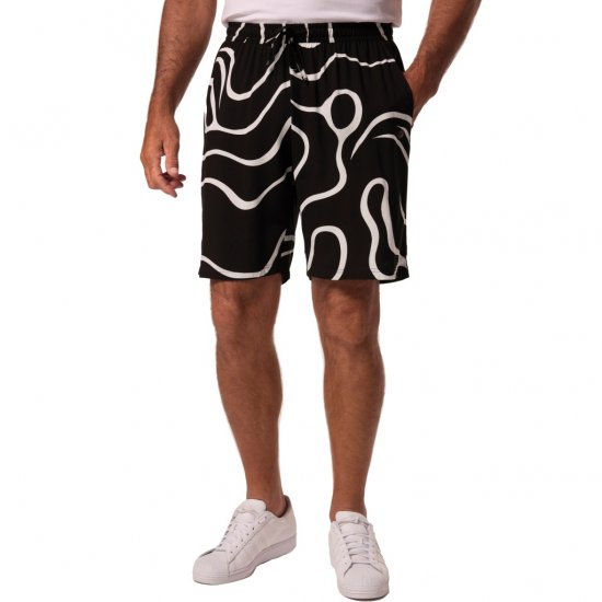 JP1880 Bermuda Shorts Soft Viscose All-over Print Black - Šortai - Šortai - W40-W60