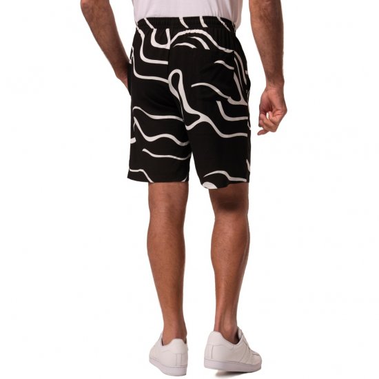 JP1880 Bermuda Shorts Soft Viscose All-over Print Black - Šortai - Šortai - W40-W60