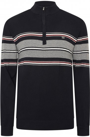 Kam Jeans 93 Stripe 1/4 Zipper Knitted Sweater Navy - Megztiniai ir džemperiai - Megztiniai ir Džemperiai - 2XL-14XL