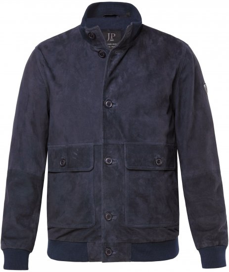JP1880 Soft Goatskin Suede Leather Jacket Navy - Odinės striukės - Odinės striukės didelių dydžių