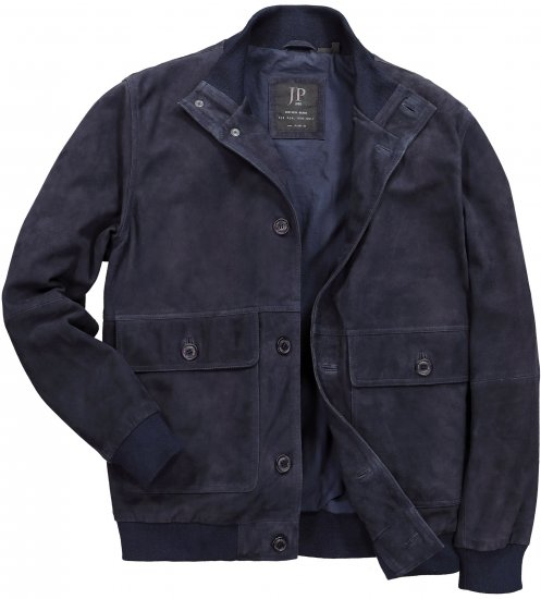 JP1880 Soft Goatskin Suede Leather Jacket Navy - Odinės striukės - Odinės striukės didelių dydžių