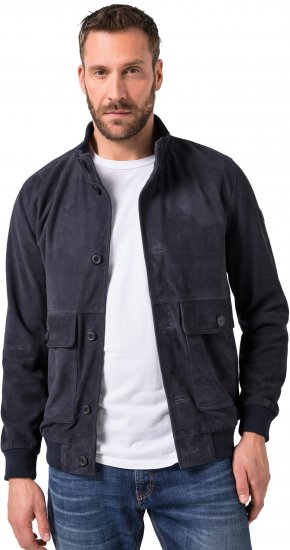 JP1880 Soft Goatskin Suede Leather Jacket Navy - Odinės striukės - Odinės striukės didelių dydžių